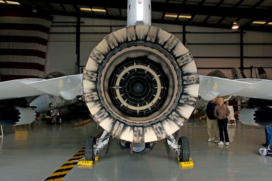 Jet engine with visible technical components